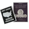 ALB008.- Álbum de 25 centavos de: Estados y Territorios + Álbum de 25 ctvs de Parques Nacionales de USA, Numismática, Coleccionable