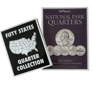 ALB008.- Álbum de 25 centavos de: Estados y Territorios + Álbum de 25 ctvs de Parques Nacionales de USA, Numismática, Coleccionable
