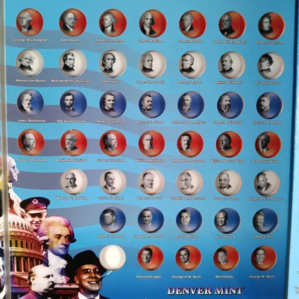 ALB007.- Álbum para Monedas de Dólar de Presidentes USA, 88 monedas actualizado 2024