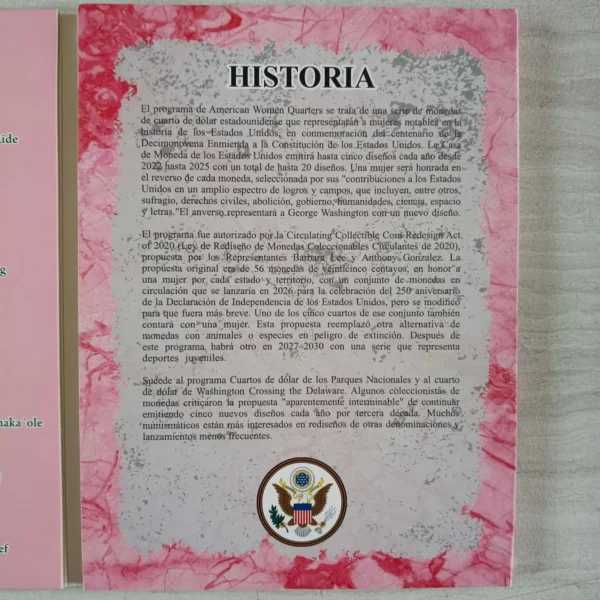 ALB001.- Álbum Coleccionable American Women Quarters 2022–2025 — Mujeres que Hicieron Historia en EE.UU.