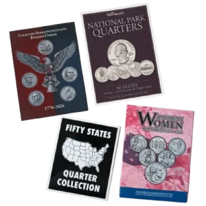 ALB004.- Colección de 4 Álbumes para Monedas de 25 Centavos de Estados Unidos — Historia y Quarters Conmemorativos 1999–2026