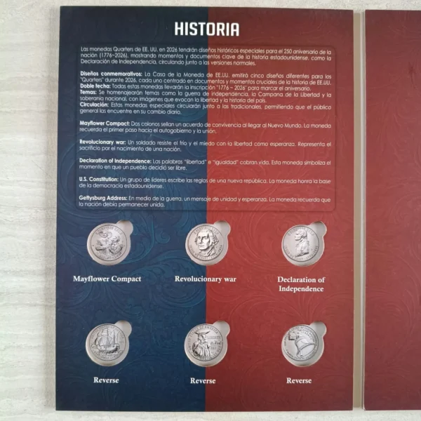 ALB002.- Álbum Coleccionable Semiquincentenario USA 1776–2026 — 25 Centavos Edición Especial 250 Aniversario
