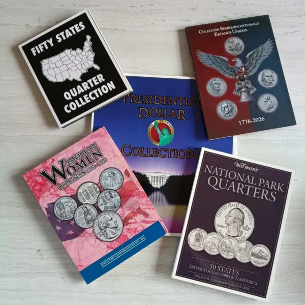 ALB003.- Colección Completa de Álbumes Numismáticos de Estados Unidos — Historia y Monedas Conmemorativas