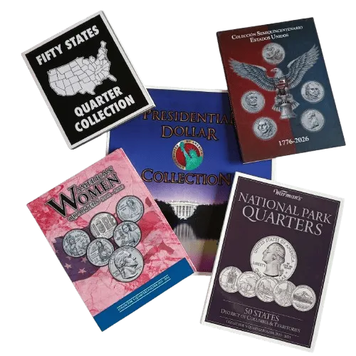 ALB003.- Colección Completa de Álbumes Numismáticos de Estados Unidos — Historia y Monedas Conmemorativas